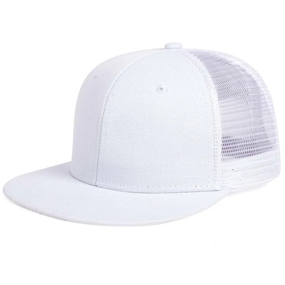 Cappuccio di camionista a 6 pannelli in bianco, a maglia piatta, su misura