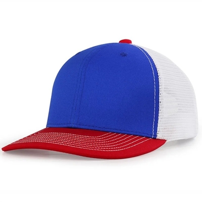 Logo ricamato personalizzato Custom 6 pannelli Cotton Trucker Cap con Snapback di plastica