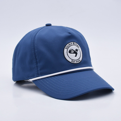 Ingrosso Blue Rope Baseball Cap Custom Strutturato Ricamo Logo 5 Pannello Cappelli da Golf Gorras