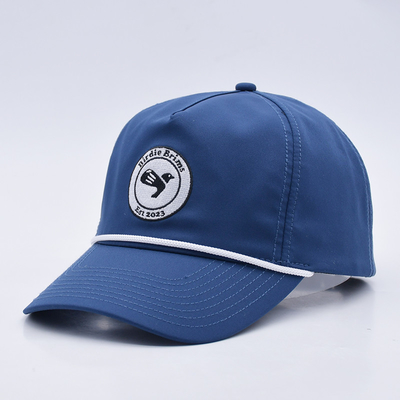 Ingrosso Blue Rope Baseball Cap Custom Strutturato Ricamo Logo 5 Pannello Cappelli da Golf Gorras