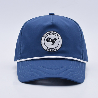 Ingrosso Blue Rope Baseball Cap Custom Strutturato Ricamo Logo 5 Pannello Cappelli da Golf Gorras