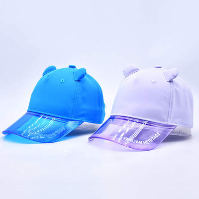 Fabbrica di cappelli OEM Ingrosso di alta qualità 5 pannelli Bambini Cappuccio da baseball Custom trasparente Pvc bordo Bambini cappelli da baseball