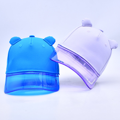 Fabbrica di cappelli OEM Ingrosso di alta qualità 5 pannelli Bambini Cappuccio da baseball Custom trasparente Pvc bordo Bambini cappelli da baseball