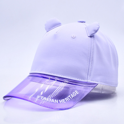 Fabbrica di cappelli OEM Ingrosso di alta qualità 5 pannelli Bambini Cappuccio da baseball Custom trasparente Pvc bordo Bambini cappelli da baseball