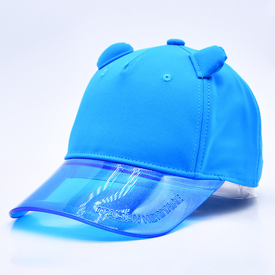 Fabbrica di cappelli OEM Ingrosso di alta qualità 5 pannelli Bambini Cappuccio da baseball Custom trasparente Pvc bordo Bambini cappelli da baseball