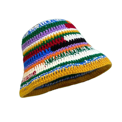 Cappello da crochet su misura Colori autunnali invernali Manifattura a strisce Maglietta versatile Cappelli da crochet a secco Cappello da pescatore femminile