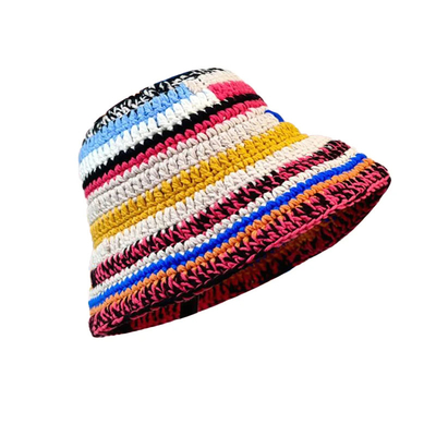 Cappello da crochet su misura Colori autunnali invernali Manifattura a strisce Maglietta versatile Cappelli da crochet a secco Cappello da pescatore femminile