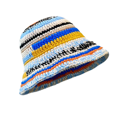 Cappello da crochet su misura Colori autunnali invernali Manifattura a strisce Maglietta versatile Cappelli da crochet a secco Cappello da pescatore femminile