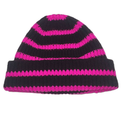 Bambini cappello a righe a maglia corto cappelli invernali per ragazzi ragazze cappello caldo a polsini