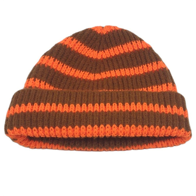 Bambini cappello a righe a maglia corto cappelli invernali per ragazzi ragazze cappello caldo a polsini