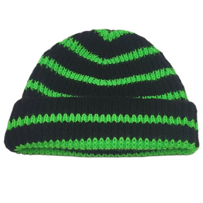 Bambini cappello a righe a maglia corto cappelli invernali per ragazzi ragazze cappello caldo a polsini