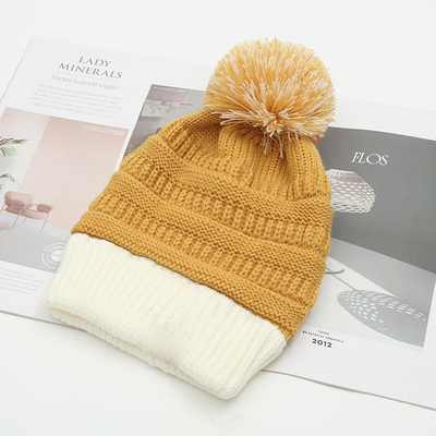 Cappello invernale autunno abbinamento cappelli a maglia Skully trendy caldo con pompom pelliccia pom pom pom per donne doppio colore cappello moda