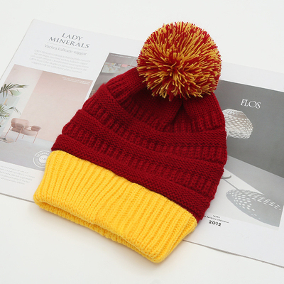 Cappello invernale autunno abbinamento cappelli a maglia Skully trendy caldo con pompom pelliccia pom pom pom per donne doppio colore cappello moda