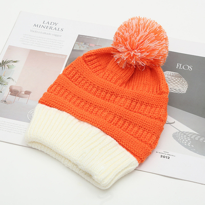 Cappello invernale autunno abbinamento cappelli a maglia Skully trendy caldo con pompom pelliccia pom pom pom per donne doppio colore cappello moda