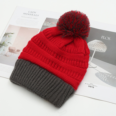 Cappello invernale autunno abbinamento cappelli a maglia Skully trendy caldo con pompom pelliccia pom pom pom per donne doppio colore cappello moda