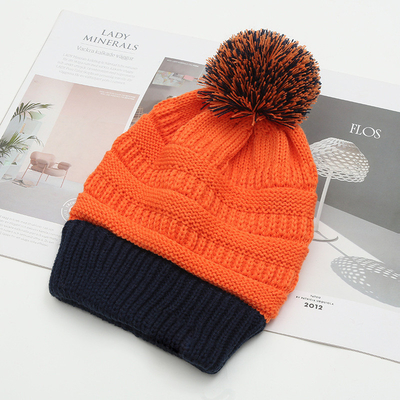 Cappello invernale autunno abbinamento cappelli a maglia Skully trendy caldo con pompom pelliccia pom pom pom per donne doppio colore cappello moda