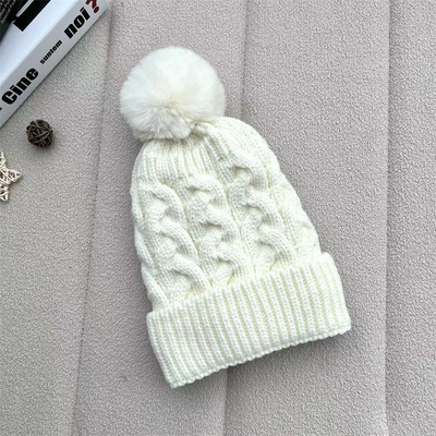 Stampa su misura Cappucci Invernali Caldi Cappuccio da Pescatore Cappella a Righe in Maglia di Cotone Pom Pom