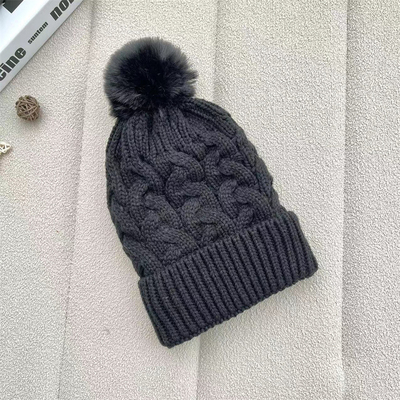 Stampa su misura Cappucci Invernali Caldi Cappuccio da Pescatore Cappella a Righe in Maglia di Cotone Pom Pom