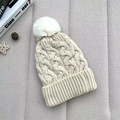 Stampa su misura Cappucci Invernali Caldi Cappuccio da Pescatore Cappella a Righe in Maglia di Cotone Pom Pom