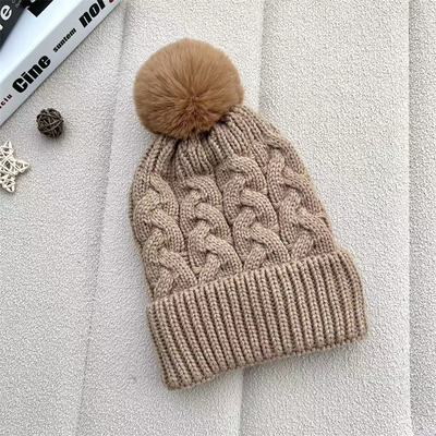Stampa su misura Cappucci Invernali Caldi Cappuccio da Pescatore Cappella a Righe in Maglia di Cotone Pom Pom