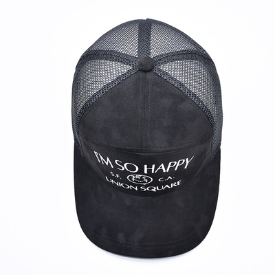 7 pannello nero suede pannello trucker cappelli di alta qualità mesh cap custom bordatura bordo velluto trucker cappelli cappelli