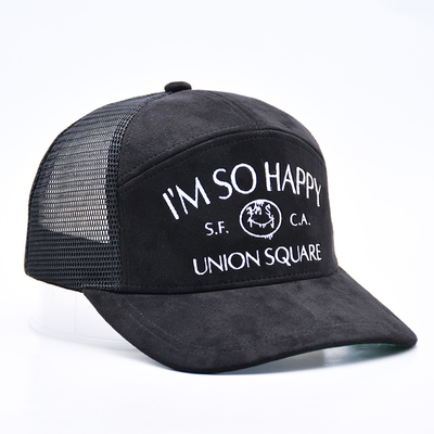 7 pannello nero suede pannello trucker cappelli di alta qualità mesh cap custom bordatura bordo velluto trucker cappelli cappelli