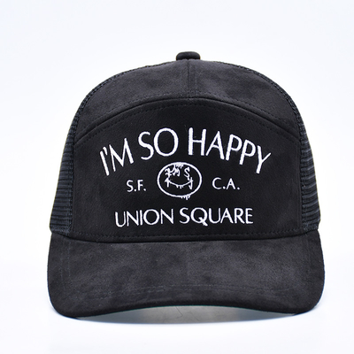 7 pannello nero suede pannello trucker cappelli di alta qualità mesh cap custom bordatura bordo velluto trucker cappelli cappelli