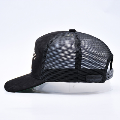 7 pannello nero suede pannello trucker cappelli di alta qualità mesh cap custom bordatura bordo velluto trucker cappelli cappelli