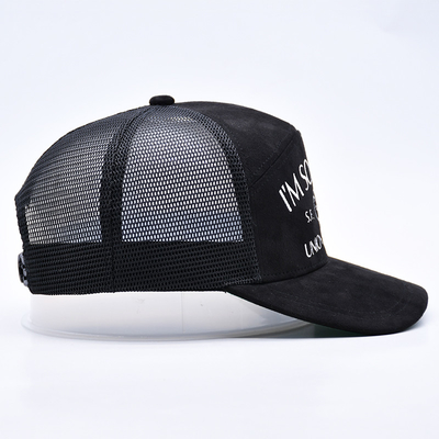 7 pannello nero suede pannello trucker cappelli di alta qualità mesh cap custom bordatura bordo velluto trucker cappelli cappelli