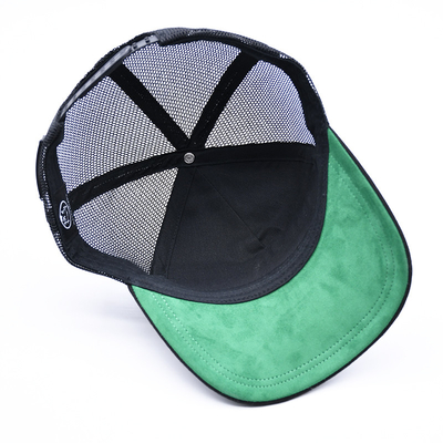 7 pannello nero suede pannello trucker cappelli di alta qualità mesh cap custom bordatura bordo velluto trucker cappelli cappelli