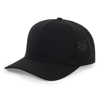 Al dettaglio 5 pannelli Blue Baseball Cap Custom Laser Cut Hole Gorras Golf Waterproof Polyester Sports Hat