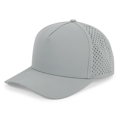 Al dettaglio 5 pannelli Blue Baseball Cap Custom Laser Cut Hole Gorras Golf Waterproof Polyester Sports Hat