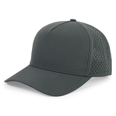 Al dettaglio 5 pannelli Blue Baseball Cap Custom Laser Cut Hole Gorras Golf Waterproof Polyester Sports Hat
