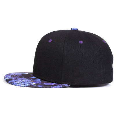 Stellato di alta qualità Stampatura del cielo Snapback Cappello Logo personalizzato Disegno Flat Bill Cappelli 6 pannelli Snapback Cap