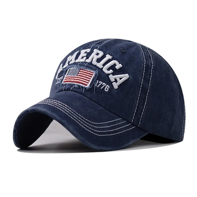 Cap Manufacturer Wholesale 6 Panel Baseball Caps Custom 3d American Embroidery Logo Cappucci di cotone lavati da papà