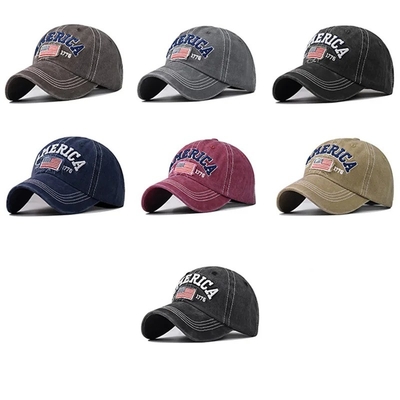 Cap Manufacturer Wholesale 6 Panel Baseball Caps Custom 3d American Embroidery Logo Cappucci di cotone lavati da papà