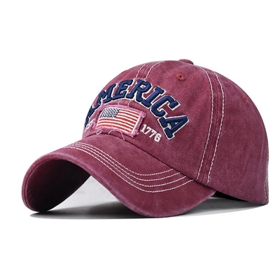 Cap Manufacturer Wholesale 6 Panel Baseball Caps Custom 3d American Embroidery Logo Cappucci di cotone lavati da papà