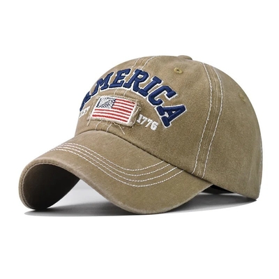 Cap Manufacturer Wholesale 6 Panel Baseball Caps Custom 3d American Embroidery Logo Cappucci di cotone lavati da papà