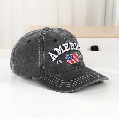 Cap Manufacturer Wholesale 6 Panel Baseball Caps Custom 3d American Embroidery Logo Cappucci di cotone lavati da papà