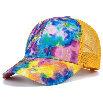 Custom Fashion Hip Hop 6 Panel Tie Dye Baseball Cap Cap High Crown Irregular Print Baseball Cap