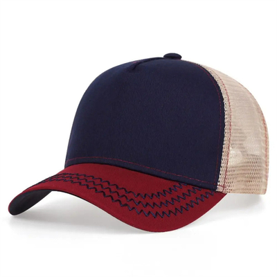 Cappelli da camion di alta qualità su misura a 5 pannelli, al dettaglio, con bordatura a maglia croccata