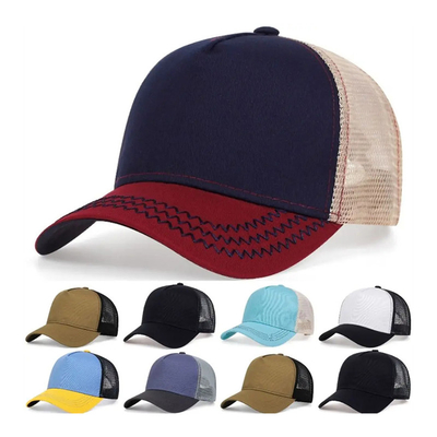 Cappelli da camion di alta qualità su misura a 5 pannelli, al dettaglio, con bordatura a maglia croccata