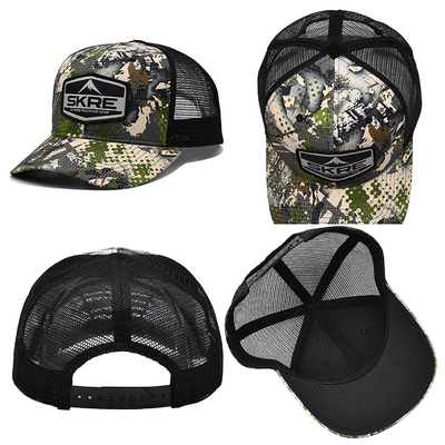 Logo personalizzato Retro reticolato Cappello da camionista all'ingrosso 6 pannelli Camuffamento Cappello da camionista personalizzato