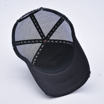 Cappello da camionista in difficoltà nero curvo personalizzabile all'ingrosso 5 pannelli Cappello da camionista ricamato 3D