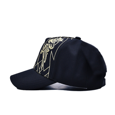 Cappello da baseball nero unisex di lusso Gorra ricamata Logo personalizzato 5 pannelli Cappello da baseball di cotone