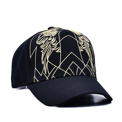 Cappello da baseball nero unisex di lusso Gorra ricamata Logo personalizzato 5 pannelli Cappello da baseball di cotone