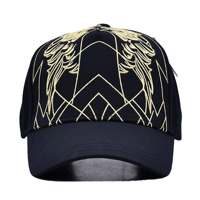Cappello da baseball nero unisex di lusso Gorra ricamata Logo personalizzato 5 pannelli Cappello da baseball di cotone