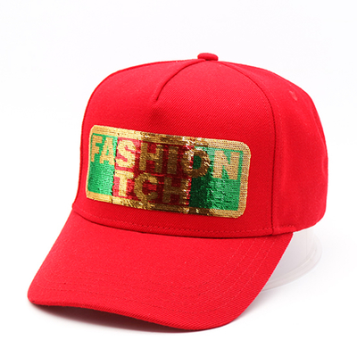 Cappelli da baseball da donna estivi di alta qualità 100% cotone, 6 pannelli, cappellino da baseball personalizzato con paillettes