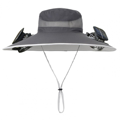 Cappello da sole a tesa larga per esterni con ventola solare, cappello personalizzato all'ingrosso, cappello da pescatore portatile