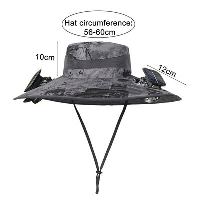 Cappello da sole a tesa larga per esterni con ventola solare, cappello personalizzato all'ingrosso, cappello da pescatore portatile